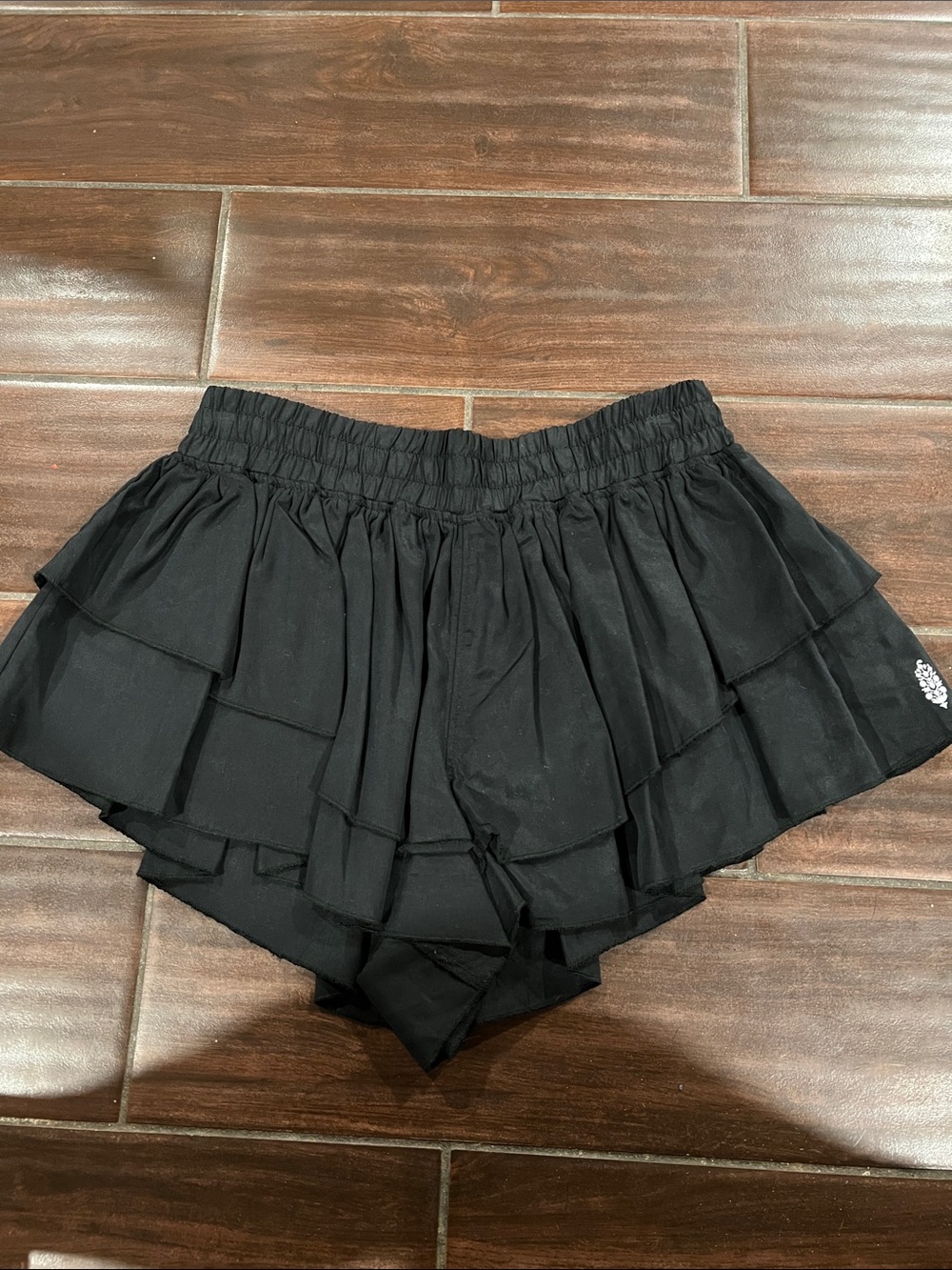 Free People Black Layered Ruffle Skort